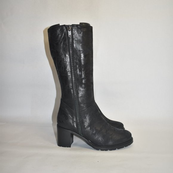 ROSS & SNOW ROSINA LEATHER BLOCK WEATHERPROOF BOOT BLACK CAMO 9 (1)(TB18) - Picture 2 of 9